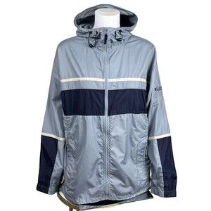 Columbia Vintage 90s Windbreaker Blue Hood Jacket Vent Packable Medium Retro Y2K